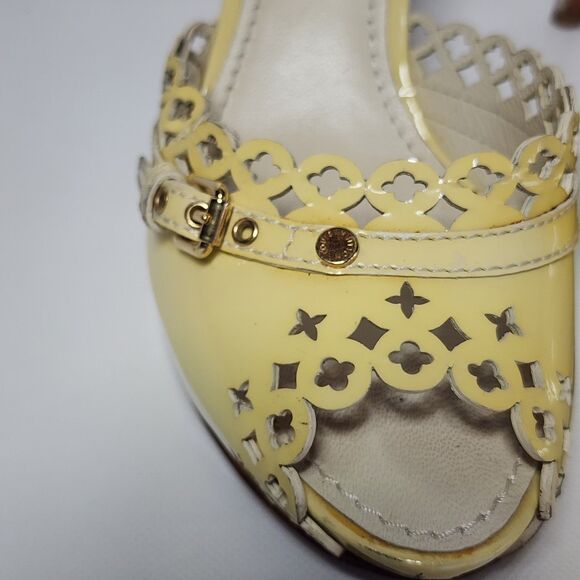 Louis Vuitton Yellow Patent Monogram Mule Heels Sz 35.5 EU / US 5.5 Italy - Picture 5 of 16
